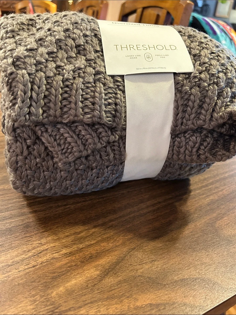 Threshold Oversized Chunky Knit Throw - Gray